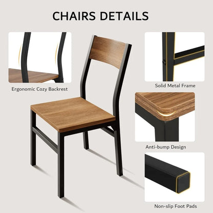 7-Piece Extendable Dining Table Set with 6 Chairs,, Solid Metal Frame & MDF Board,