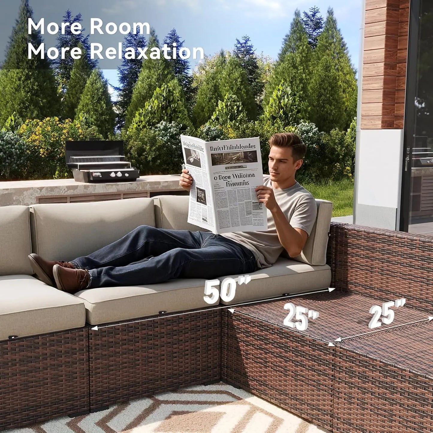 7 Piece Outdoor Patio Furniture Set with Coffee Table,