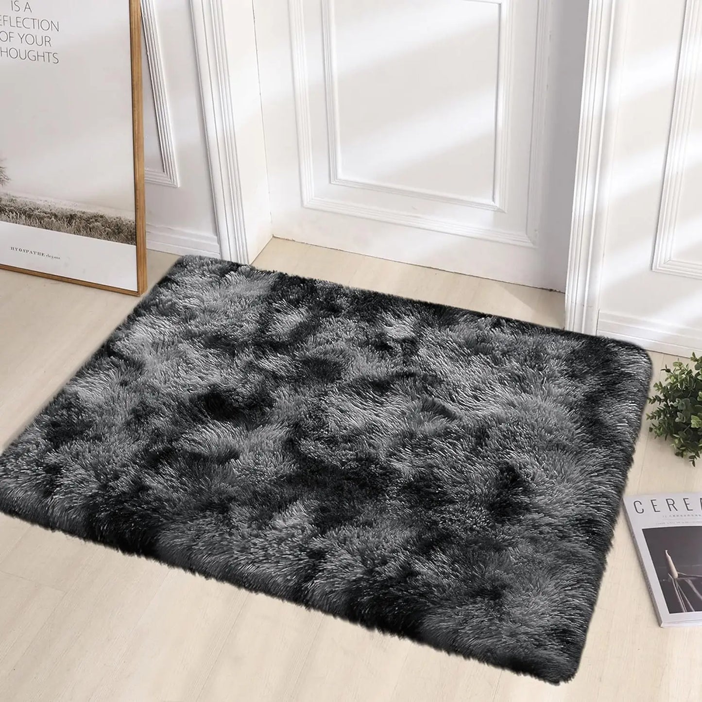 Tie-Dye Non-Slip  Silk Wool Rugs   Machine Washable Carpet Mats