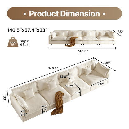 Modular Sectional Cloud Couch with Ottoman