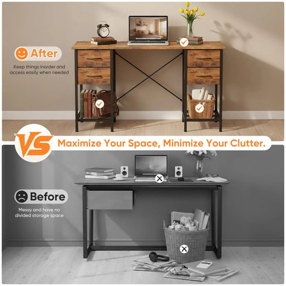55 Inch Computer Desk  with 4 Drawers