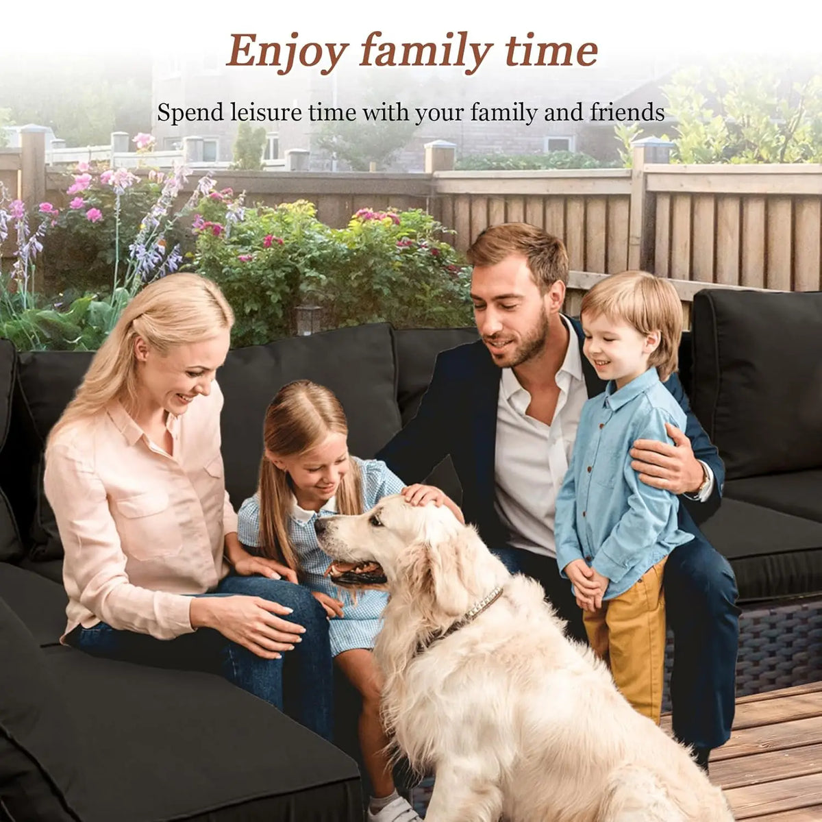 9 Pieces Outdoor Sectional Patio Furniture Set with Fire Pit Table PE Rattan Wicker Patio Sectional Armless, Customized