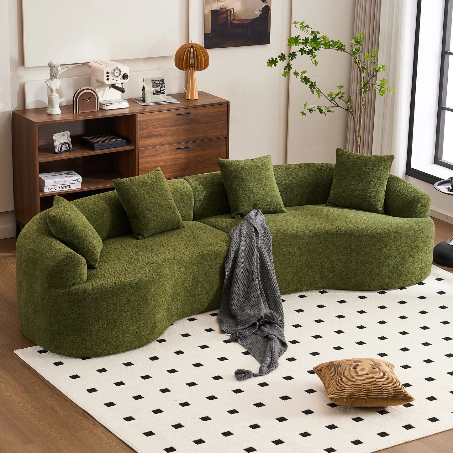 110'' Curved Modular Sectional Sofa Chenille All-Foam Frameless Couch