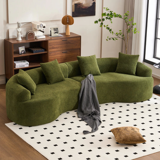 110'' Curved Modular Sectional Sofa Chenille All-Foam Frameless Couch