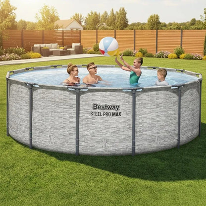 Bestway Steel Pro MAX 14' x 48" Above Ground Pool, Round Metal Frame Outdoor Swimming Pool Set with Filter Pump,