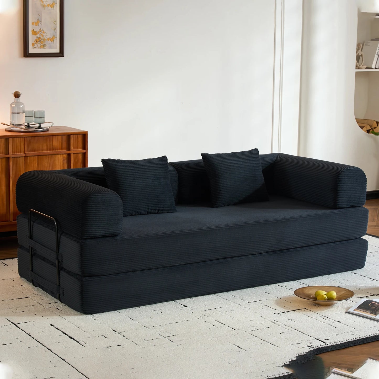 79" Convertible Sofa Bed with Removable Armrests,