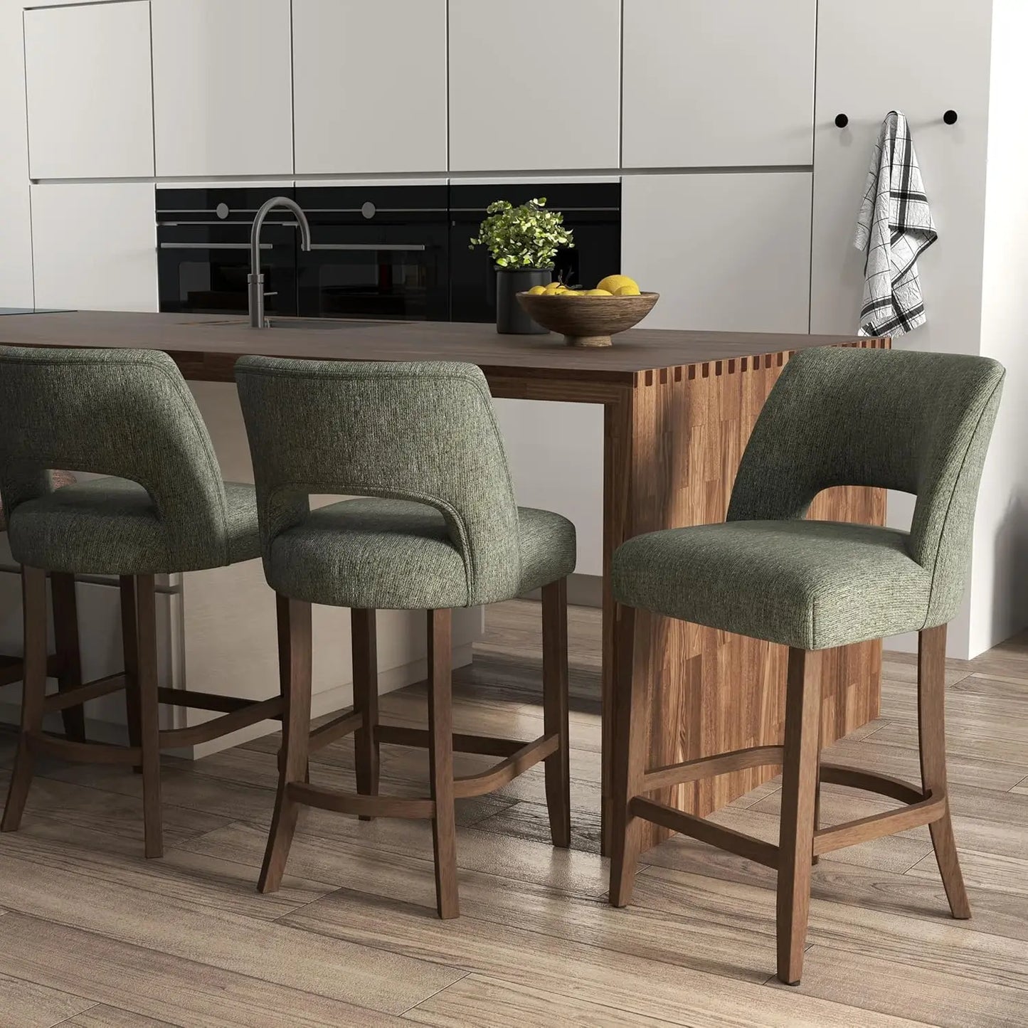 Upholstered Modern Counter  Height Bar Stools (2)