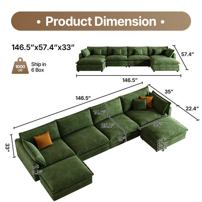 Modular Sectional Cloud Couch with Ottoman