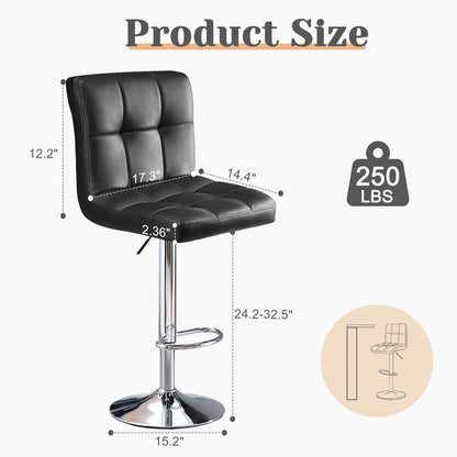 Adjustable Leather Bar Stools Set of 2