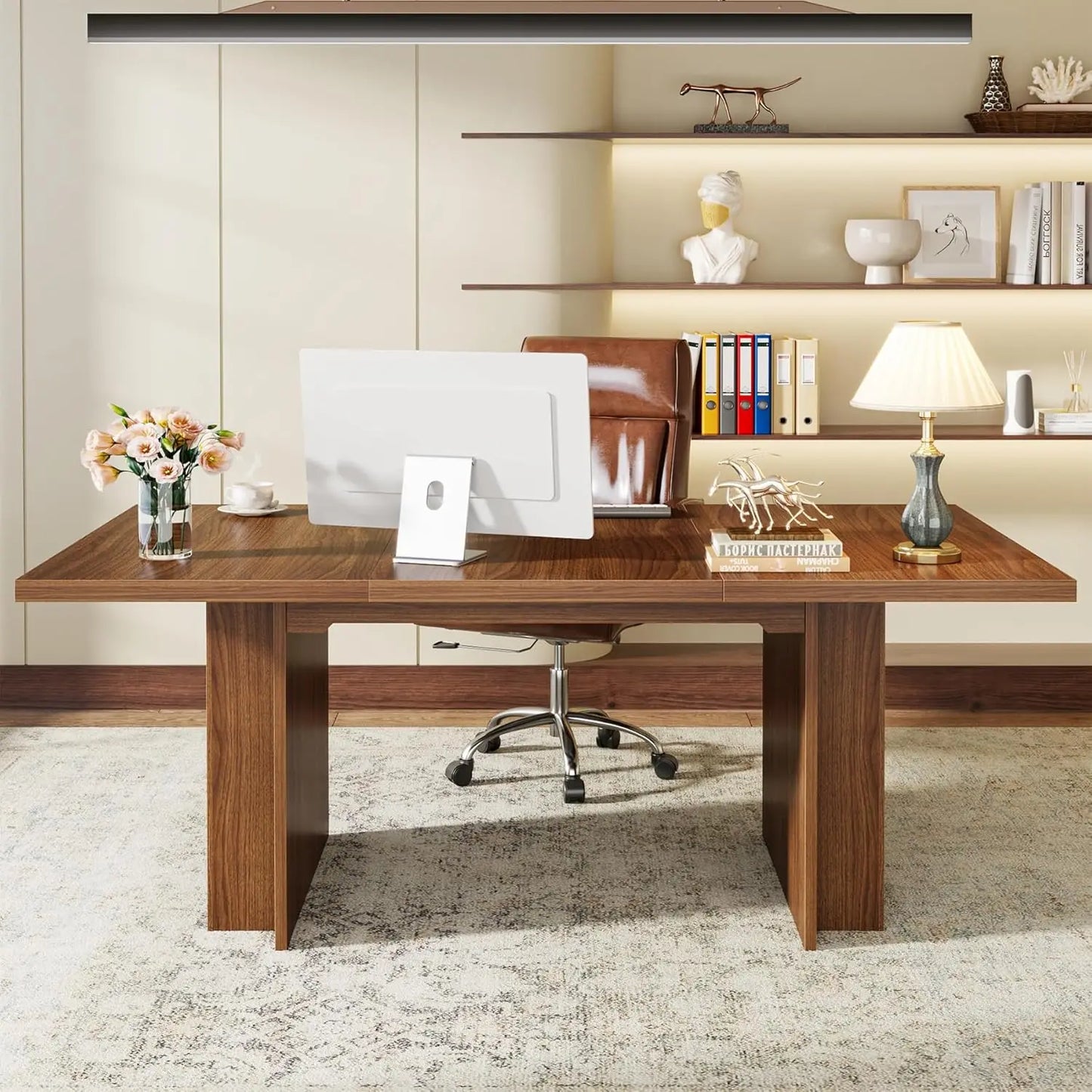 Farmhouse Dining Table for 6  with Storage,