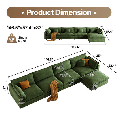 Modular Sectional Cloud Couch with Ottoman