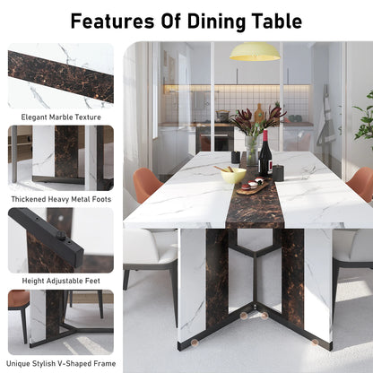 71In Large Rectangular White Dining Table for 4 5 6 8 10 People,