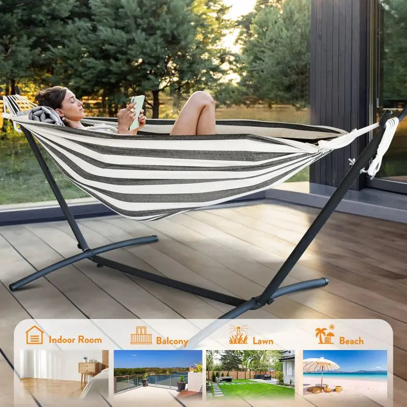 Adjustable Stand Hammock - 600lb Capacity Stylish Hammock Bed with Storage Bag for Outdoor Relaxation