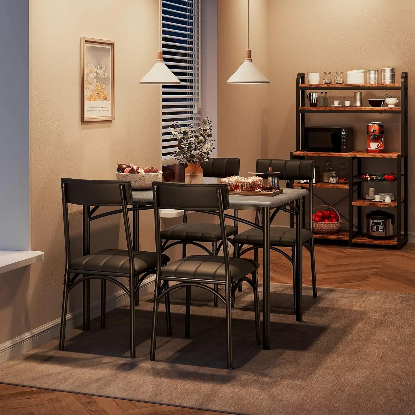 Modern 5 Piece Dining Room Table Set for Apartment,Home, Studio