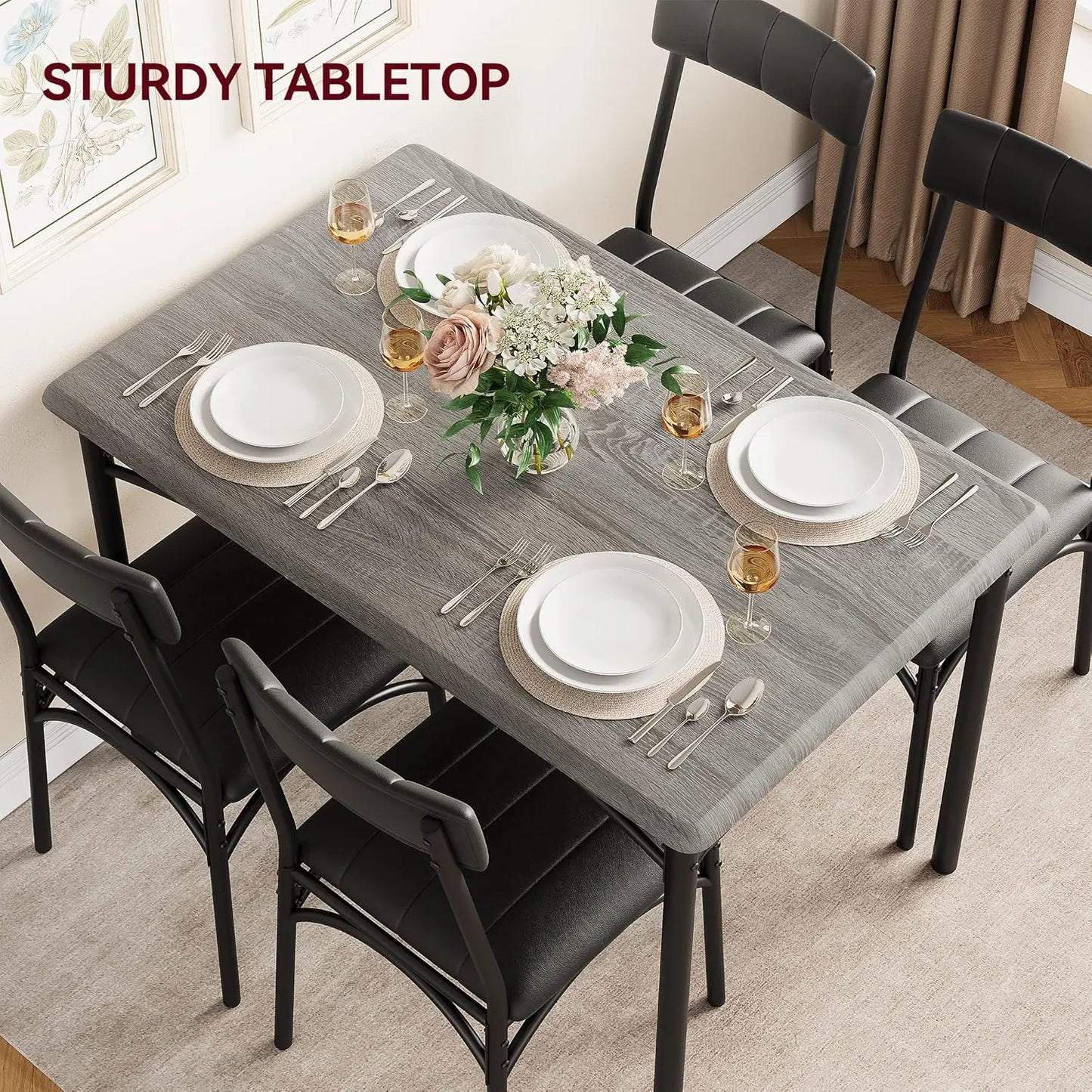 Modern 5 Piece Dining Room Table Set for Apartment,Home, Studio