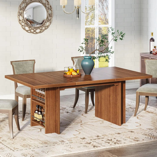 Farmhouse Dining Table for 6  with Storage,
