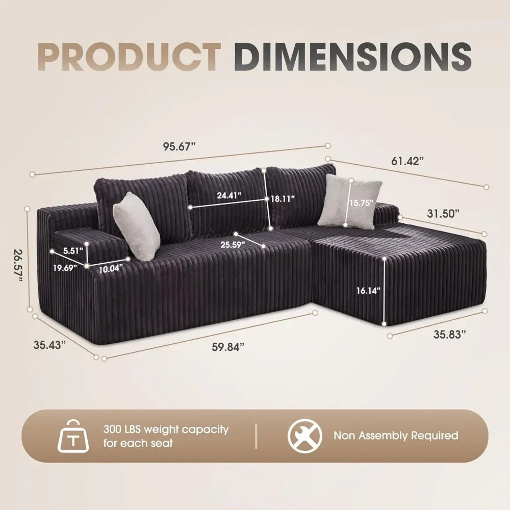L-Shape Memory Foam  Living Room Furniture Set