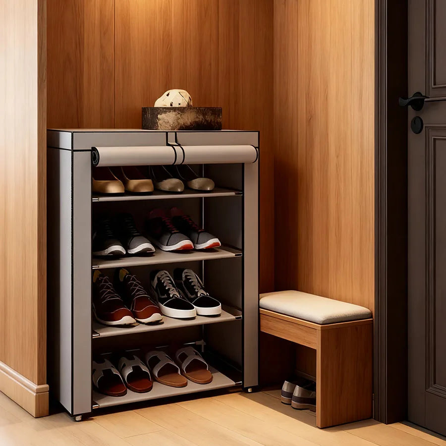 Shoe cabinet storage rack with fabric cover