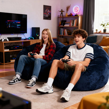 Adult beanbag chair with padded beanbag inside, memory foam chair, soft flannel washable cover, ideal reading seat for bedrooms and dorms.