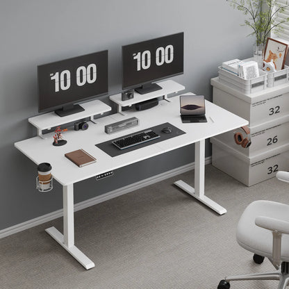 Electric Stand Up Desk with Memory Controller & Adjustable Height  2 Adjustable Monitor Shelves