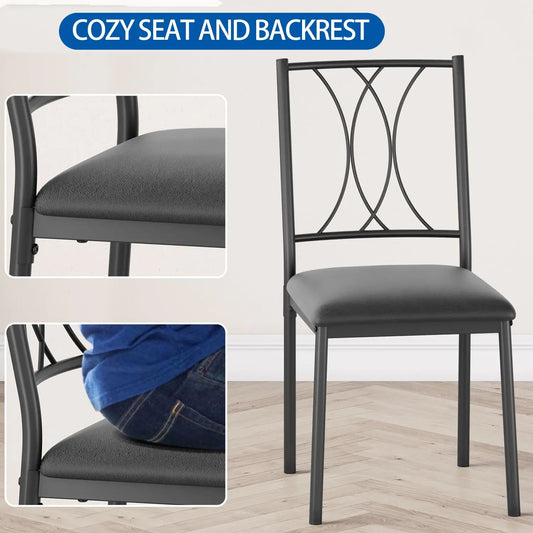 3-Piece Wood Dining Table Set for 2, Compact Square Kitchen Table Set with 2 Upholstered Chairs