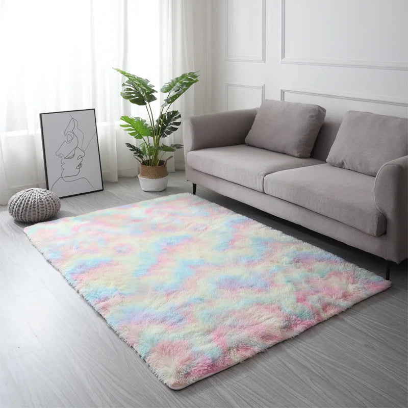 Soft Fluffy Home Mat-Dye Plush Carpet