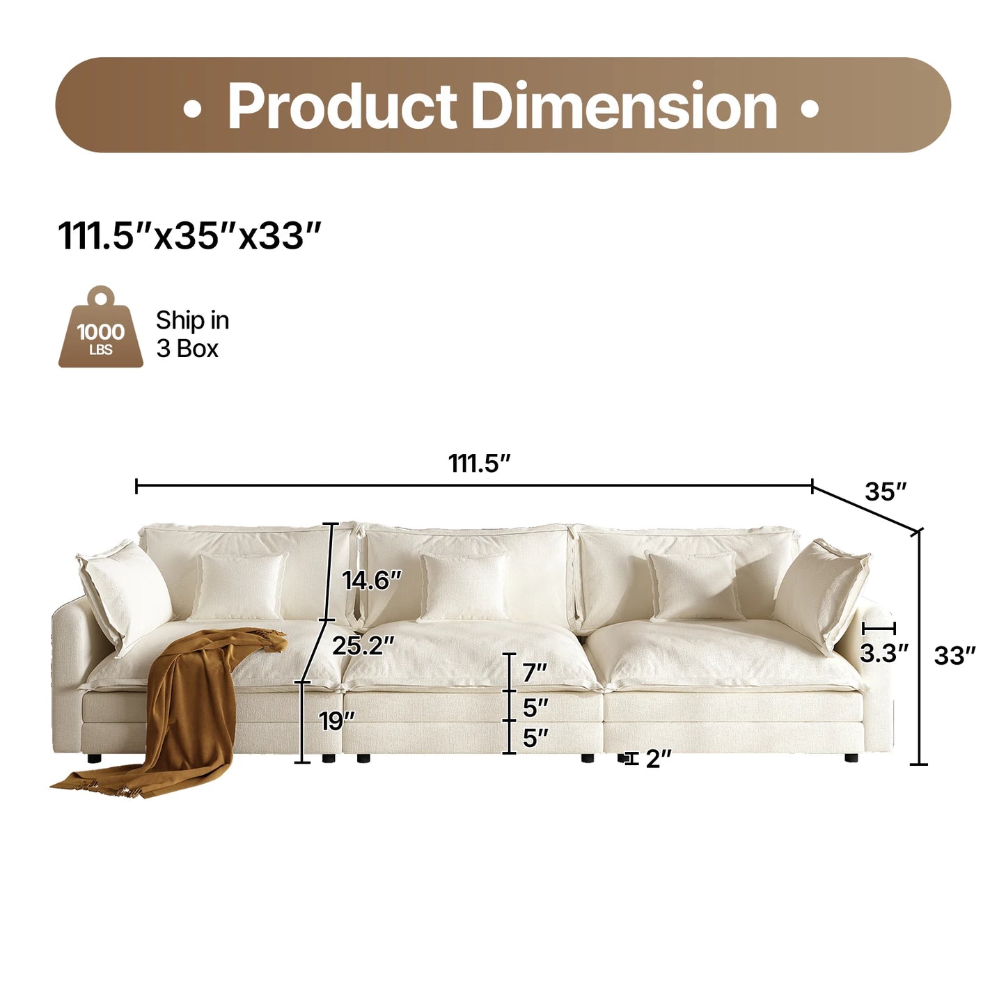 Modular Sectional Cloud Couch with Ottoman