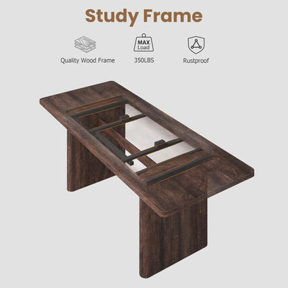 63-82.7 Inch Extendable Dining Table For 8-10, Farmhouse Rectangle Kitchen Table With Rounded Corners, Wood Base For Dining Room