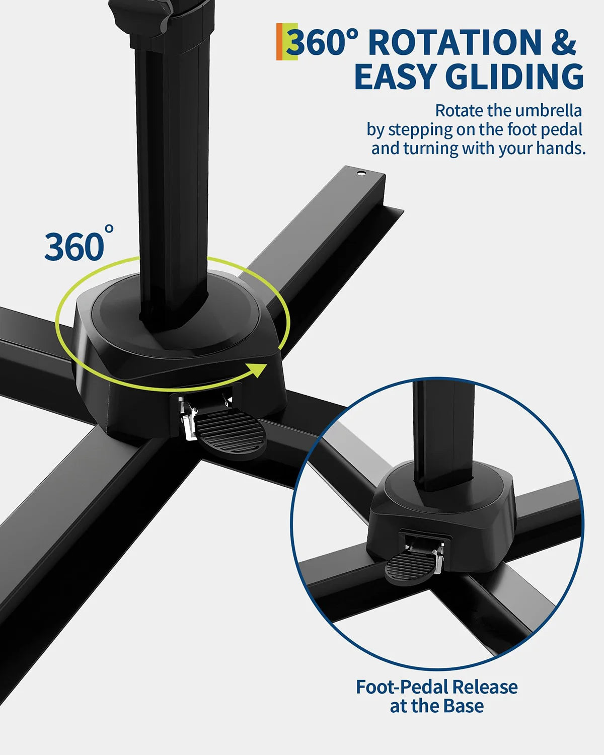 10FT Cantilever Patio Umbrella 360° Rotation & Tilt Adjustment
