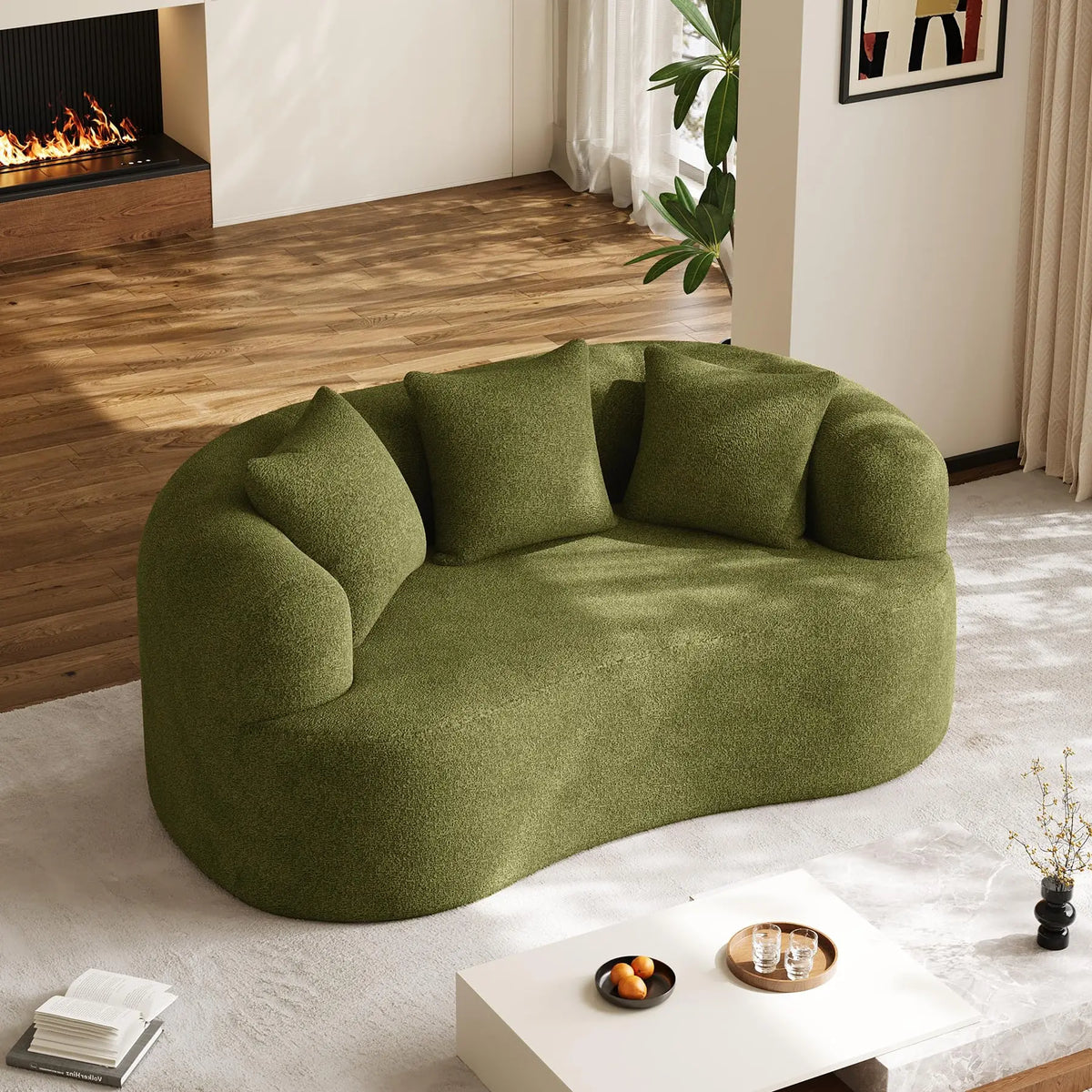 Oversized Sectional Sofa for Living Room, Modern Luxury Plush Chenille Extra Deep & Wide Seat Curved Cloud Couch No Assembly