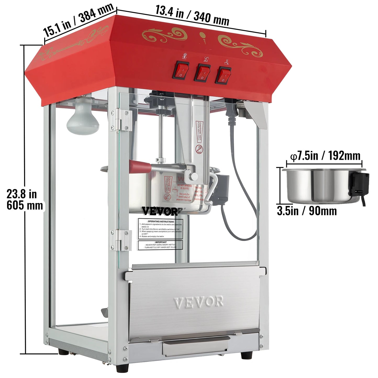 Commercial Popper Machine  Automatic Corn Cookware with Scoop Spoon