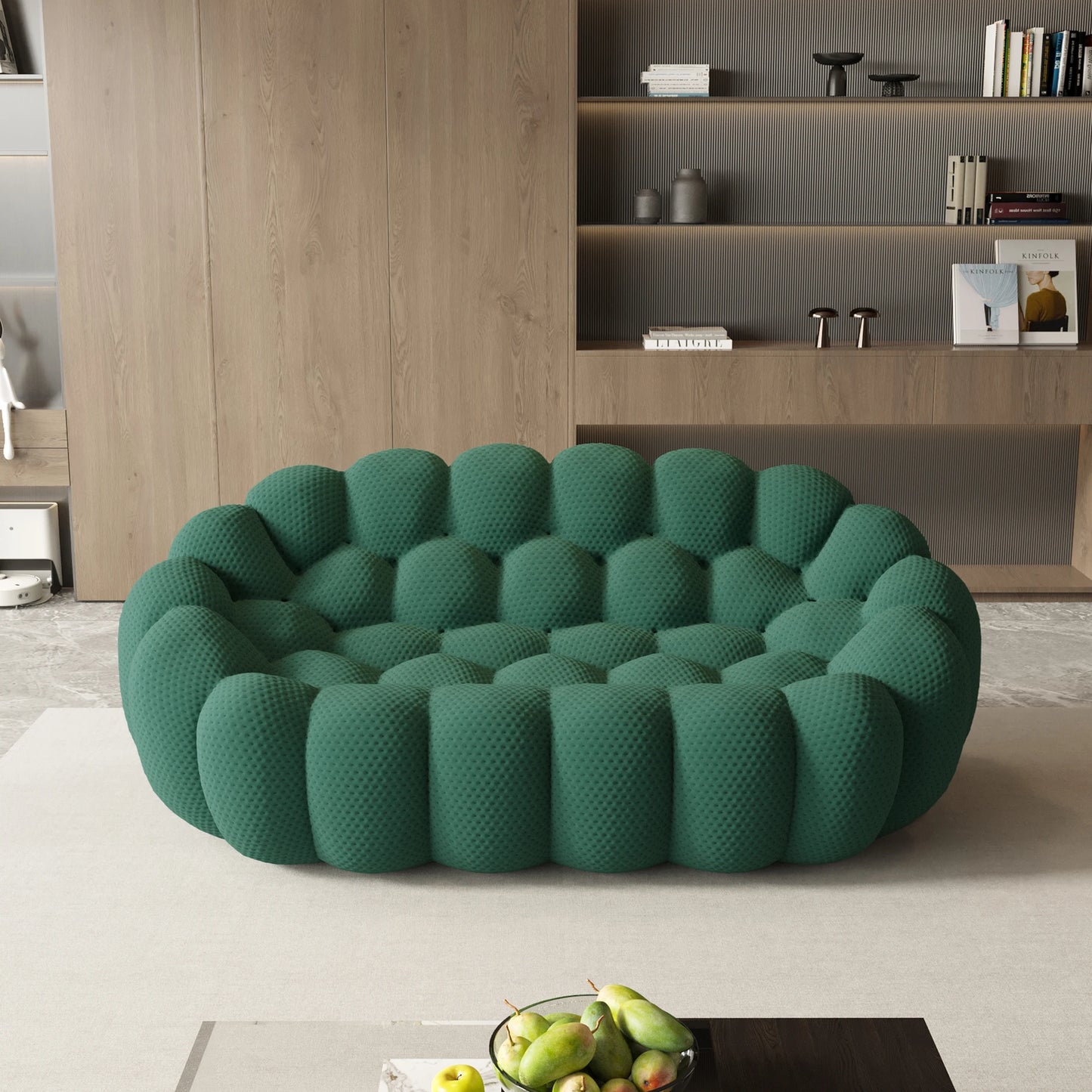 78'' Modern Curved Boneless Sofa Comfy 3D Knitted Fabric Loveseat Couch Football-Shaped Lazy Floor Sofas for Living Room