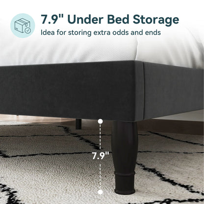 Full/Queen/King Size Velvet Bed Frame with Adjustable Tiara Headboard, Diamond Tufted Upholstered Platform Bed