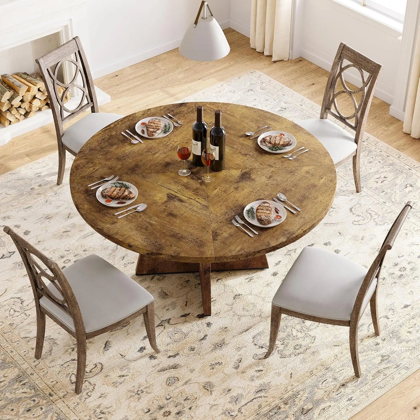 Round Farmhouse Kitchen Dining Table