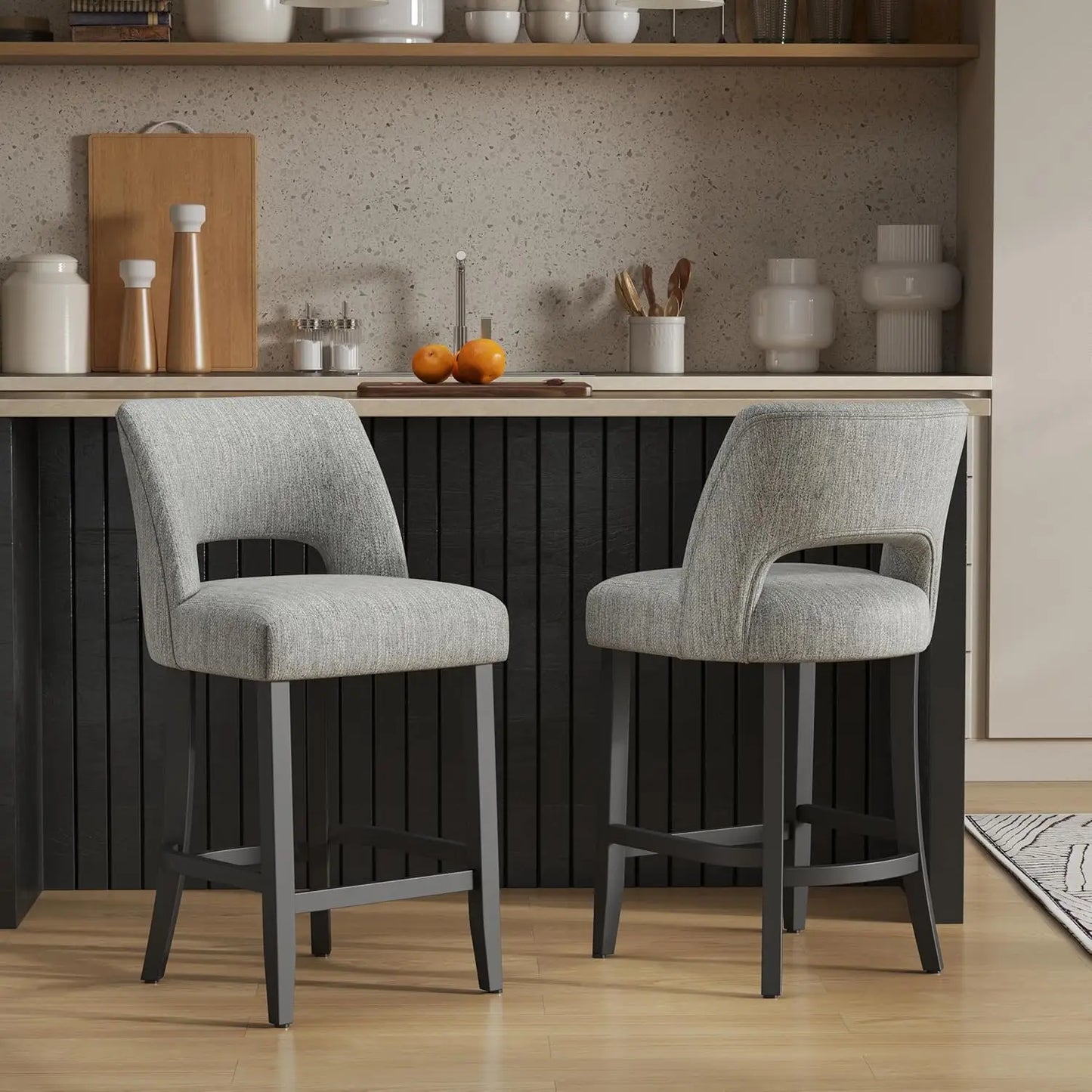 Upholstered Modern Counter  Height Bar Stools (2)