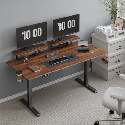 Electric Stand Up Desk with Memory Controller & Adjustable Height  2 Adjustable Monitor Shelves