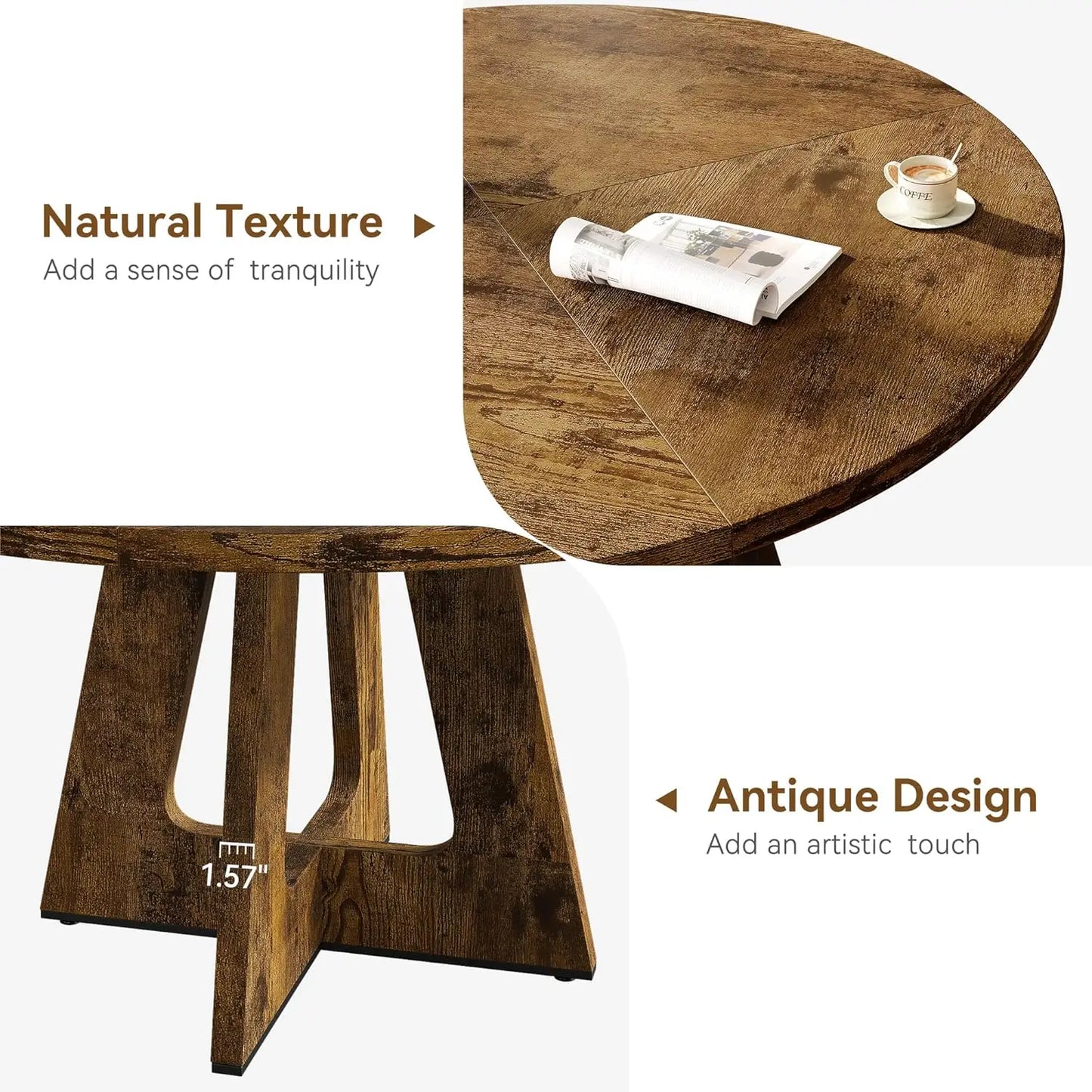 Round Farmhouse Kitchen Dining Table