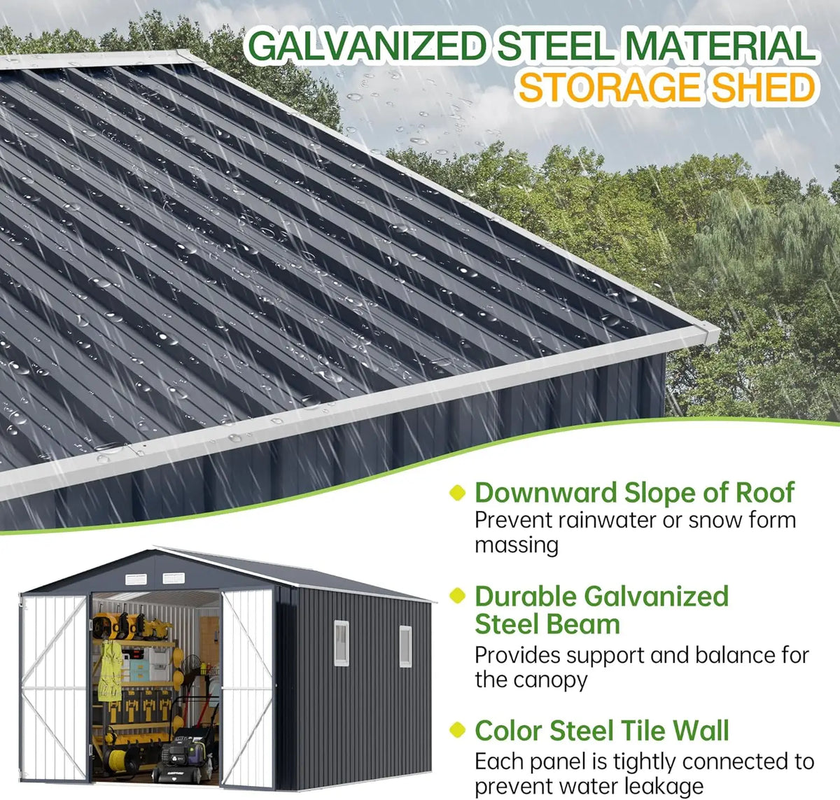 Outdoor Storage Shed 10 X 12 Ft.  with Lockable Doors, Windows for Patio