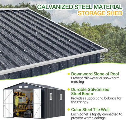 Outdoor Storage Shed 10 X 12 Ft.  with Lockable Doors, Windows for Patio
