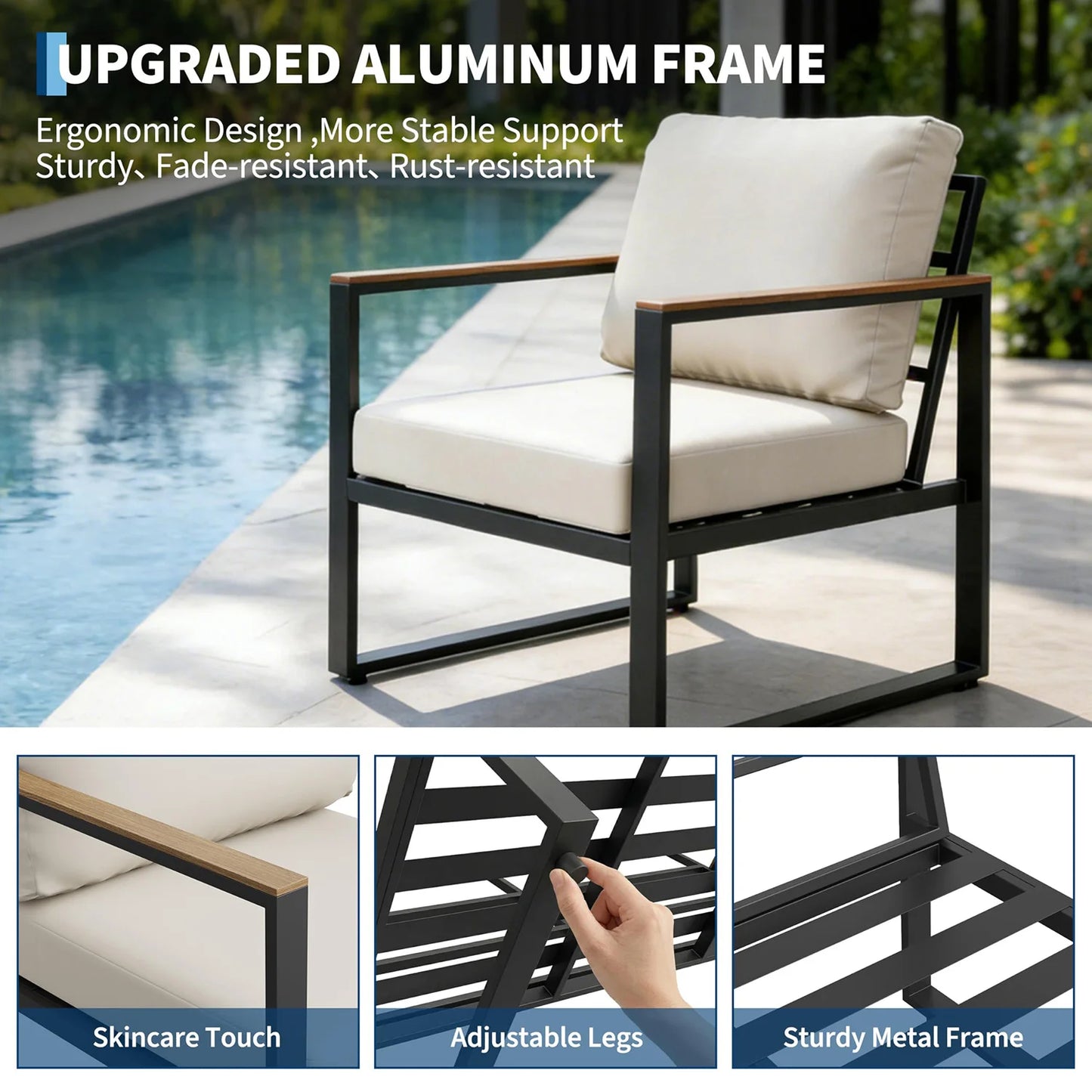 Modern 4-Piece Patio Furniture SetSectional Sofa With Coffee Table Thick Washable Cushions For Lawn or Deck