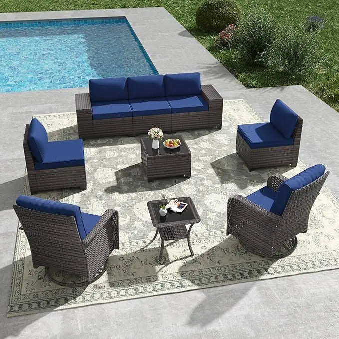 6PCS Outdoor Wicker Rattan Sectional Sofa Patio Furniture Set