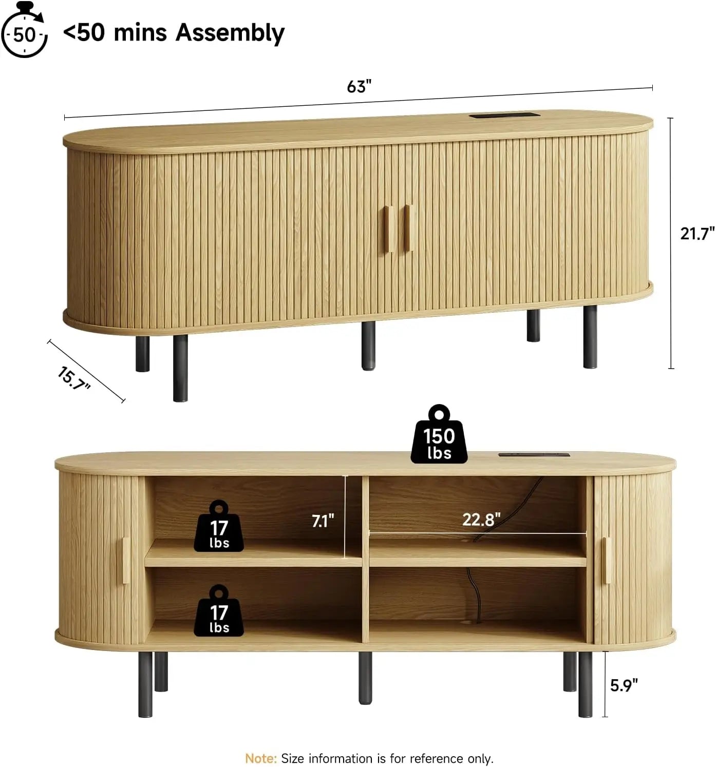 Entertainment Center with Power Outlet for TVs up to 60/70"