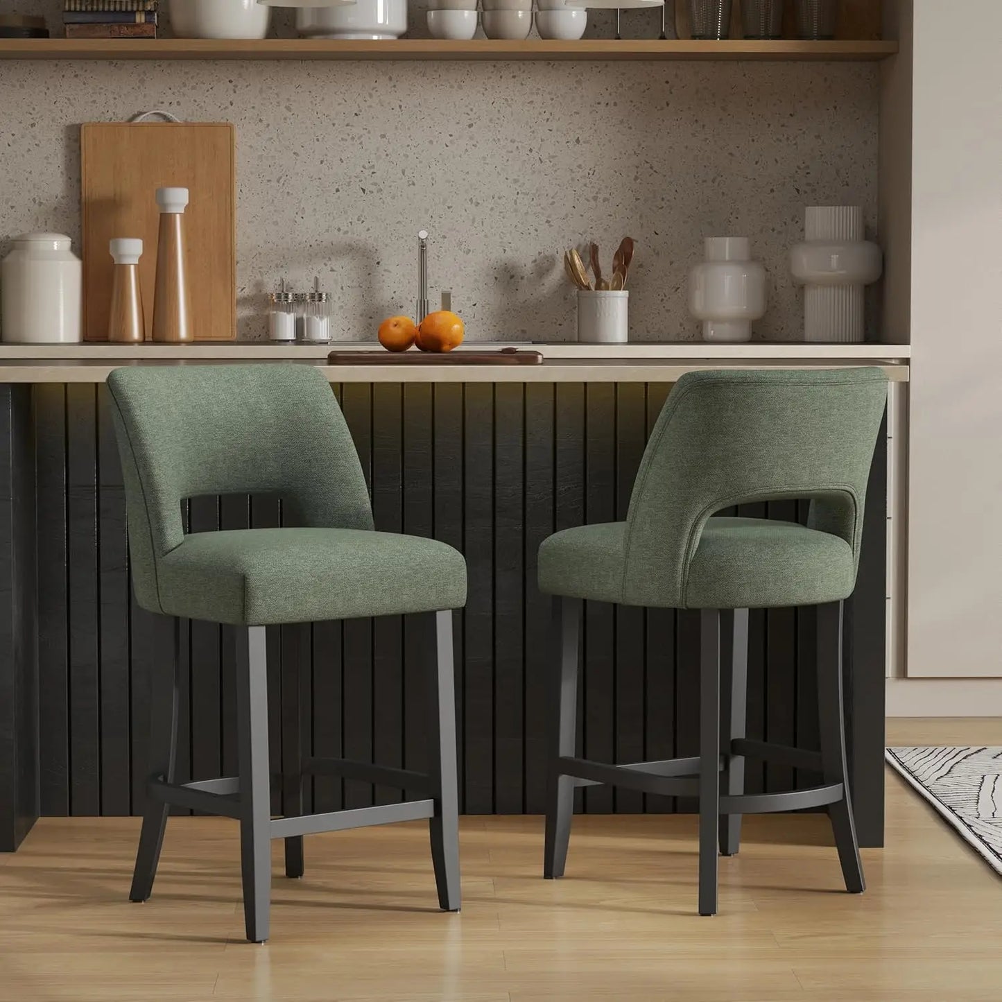Upholstered Modern Counter  Height Bar Stools (2)