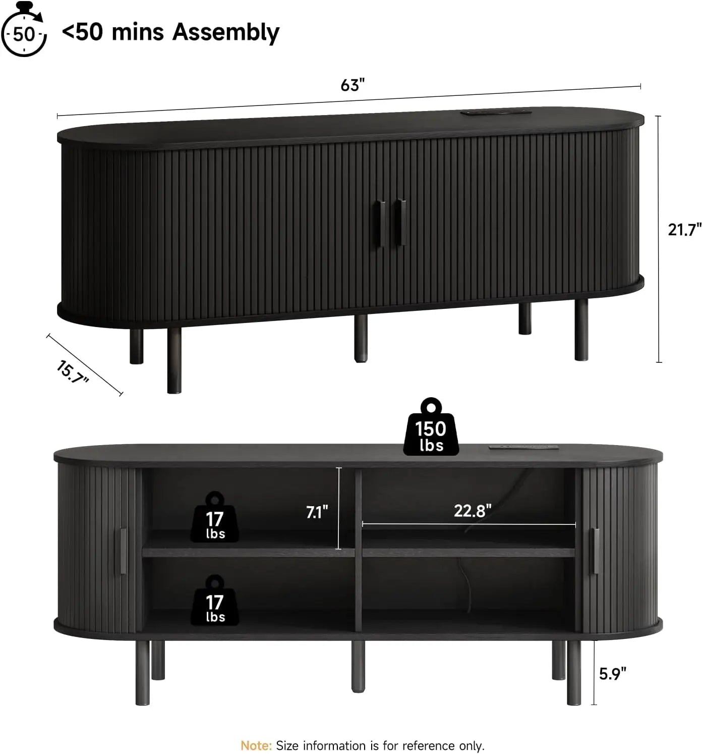 Entertainment Center with Power Outlet for TVs up to 60/70"