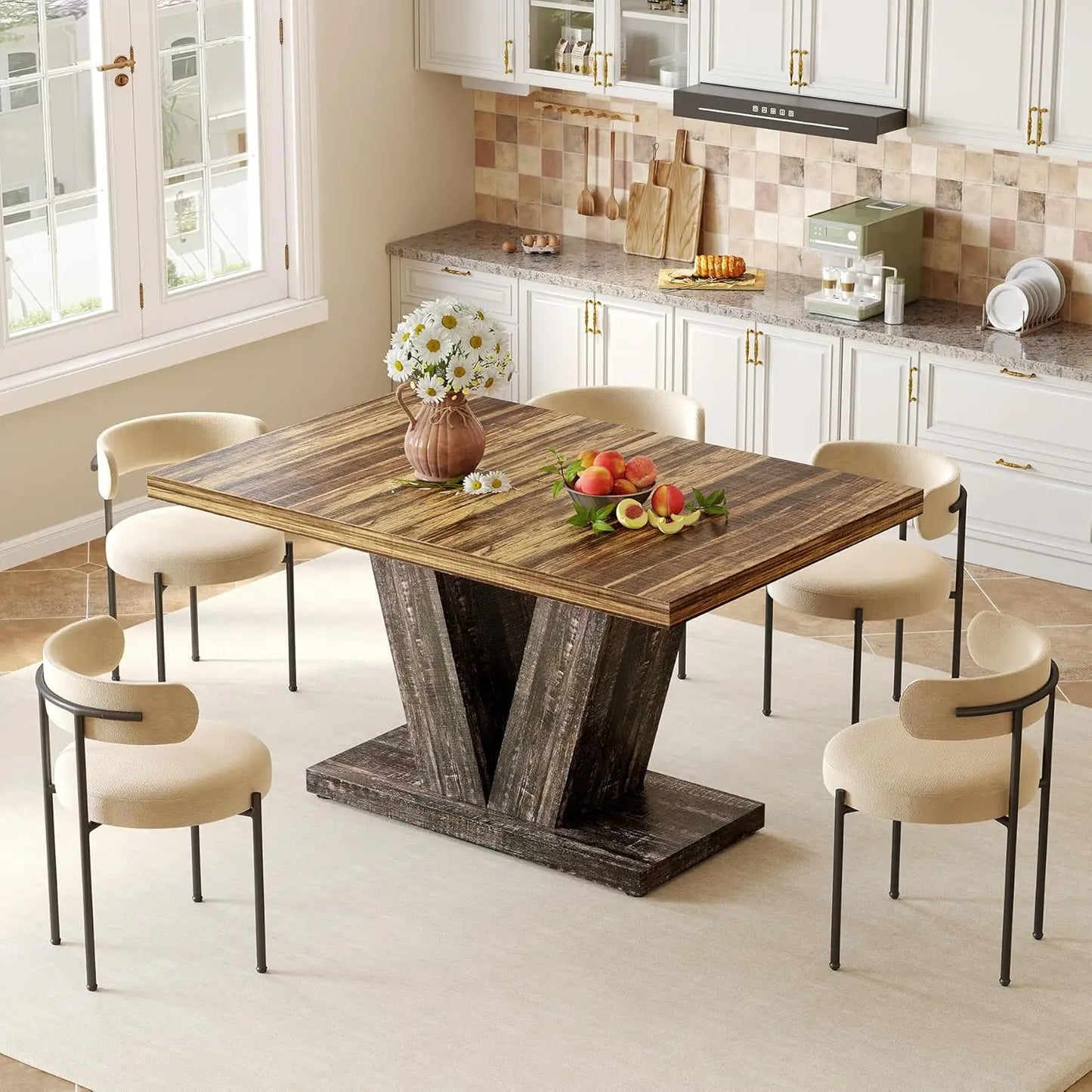 47 Inches Dining Table for 4,  for Dining Room, Kitchen, Living Room