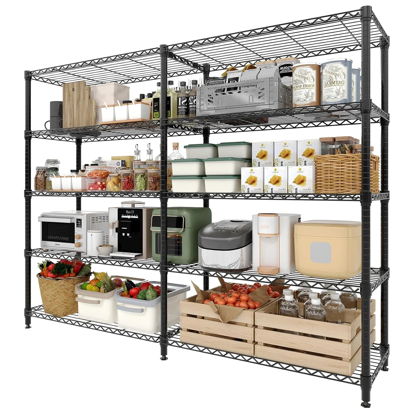 Commercial grade Heavy Duty Metal Shelving 4/5 Tiers  Adjustable Organization  for Pantry, Kitchen or Garage