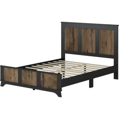 4 Piece Queen Bedroom Set, Queen Size Platform Bed with 2 Nightstands and Dresser,