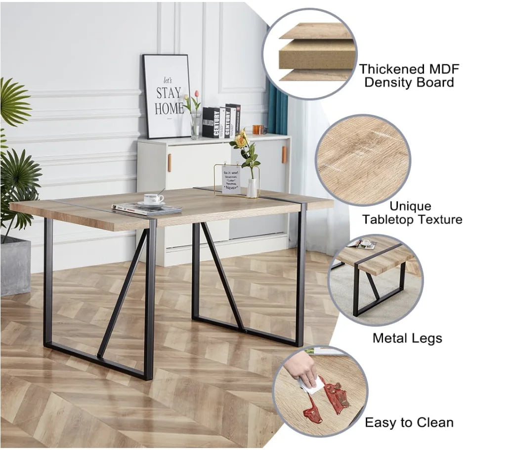 Wood Dinette Table with for 4  Fabric Dining Chairs