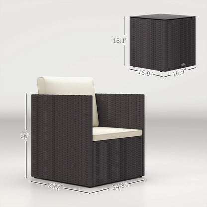3 Piece Folding Wicker Bistro Furniture Sets, Brown