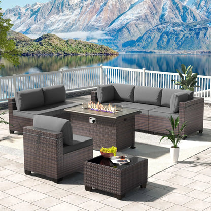 6PCS Outdoor Wicker Rattan Sectional Sofa Patio Furniture Set